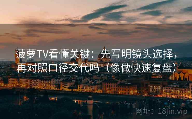 菠萝TV看懂关键：先写明镜头选择，再对照口径交代吗（像做快速复盘）